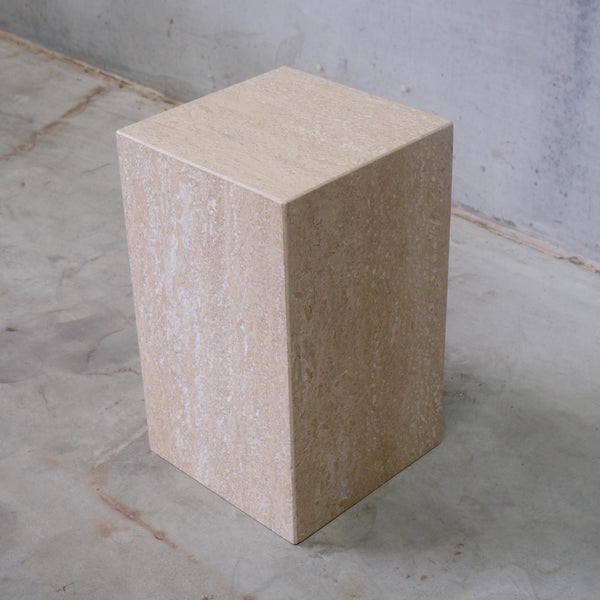 Plinth Side Table- Travertine