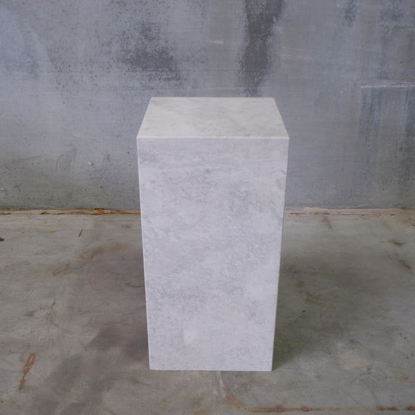 Plinth Side Table- Grey Marble