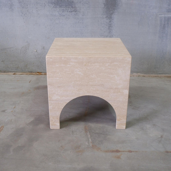 Arch Plinth Side Table- Travertine