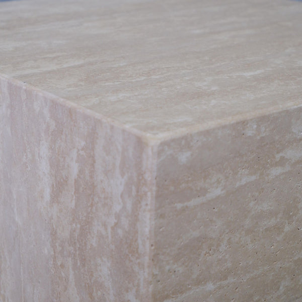 Arch Plinth Side Table- Travertine