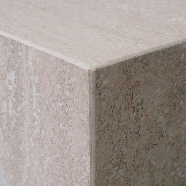 Plinth Side Table- Travertine