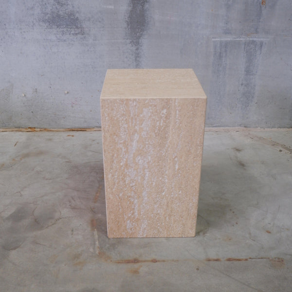 Plinth Side Table- Travertine